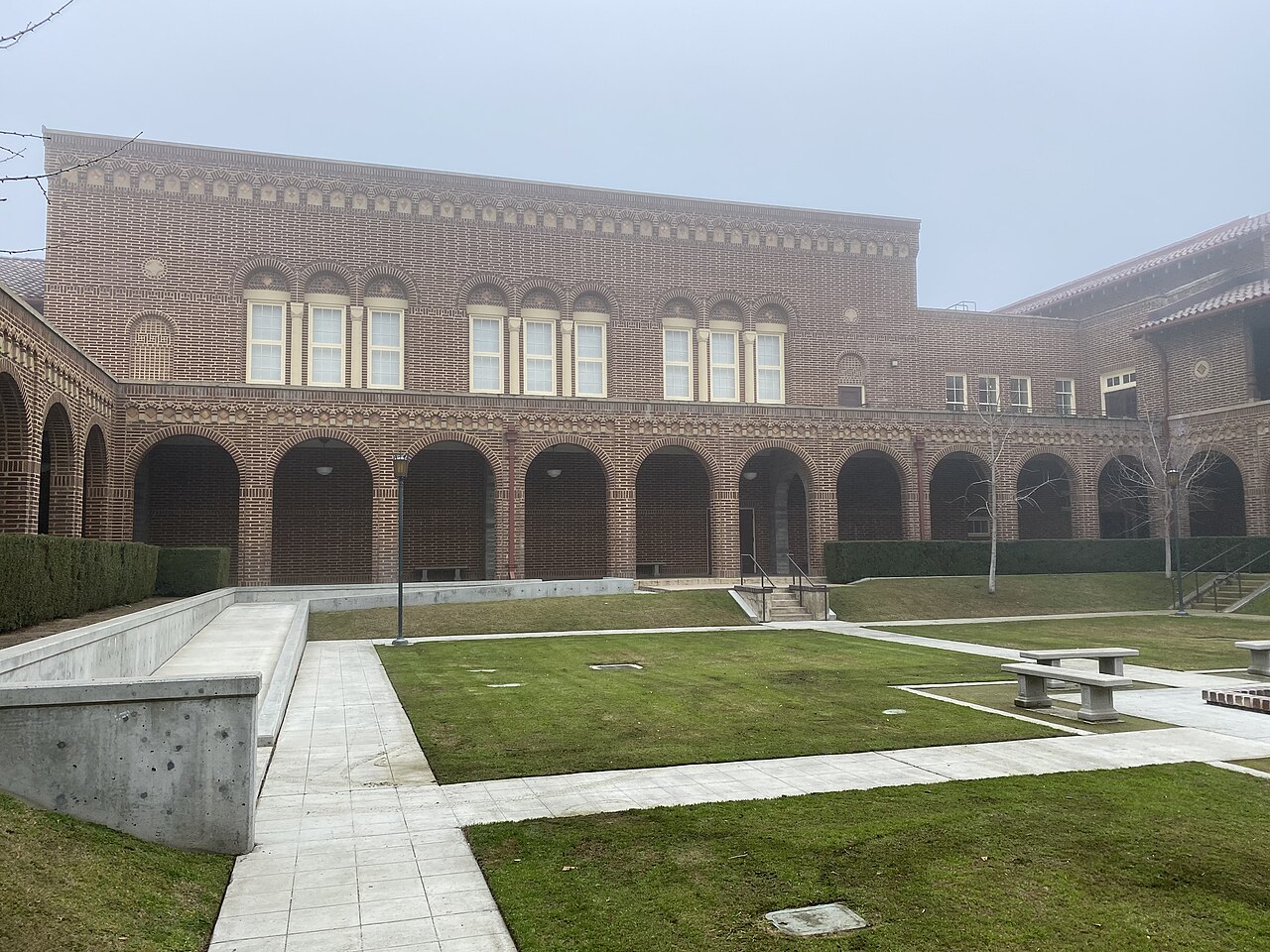 Idyllic West Courtyard of the Old Administration Building in Fresno City College